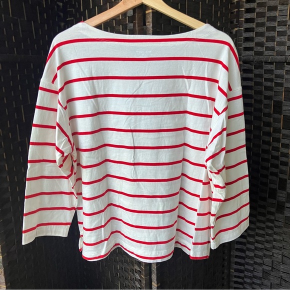 Old Navy Nautical White and Red Striped 100% Cotton Shirt Top Sz Large Tall - Picture 9 of 15